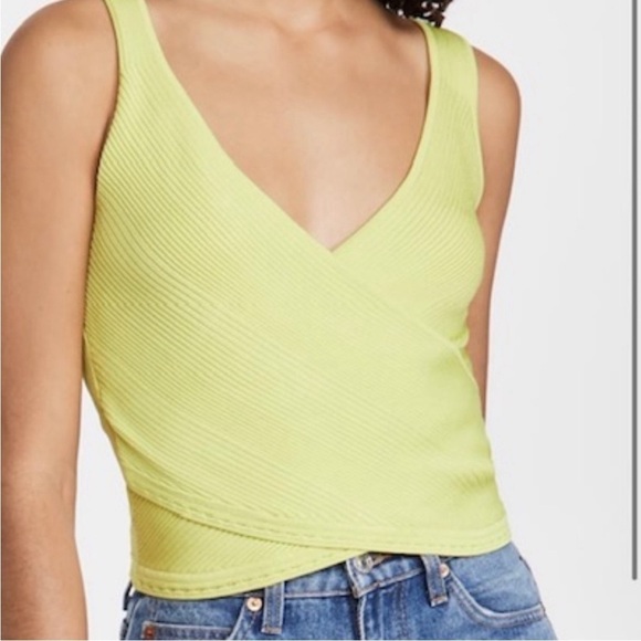 Jonathan simkhai Jada knit crossover tank top M NWOT. pear green - Picture 1 of 12